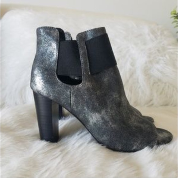 Kari Blue Jade Pewter Metallic Peep Toe Booties - Picture 2 of 5